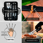 Zestaw Narzędzi do Grilla 10 elementów – Stal Nierdzewna z Etui BBQ