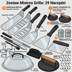 Profesjonalny Zestaw do Grilla 29 elementów – Stal Nierdzewna, Torba, Szpatułki i Akcesoria BBQ - ognistygrill
