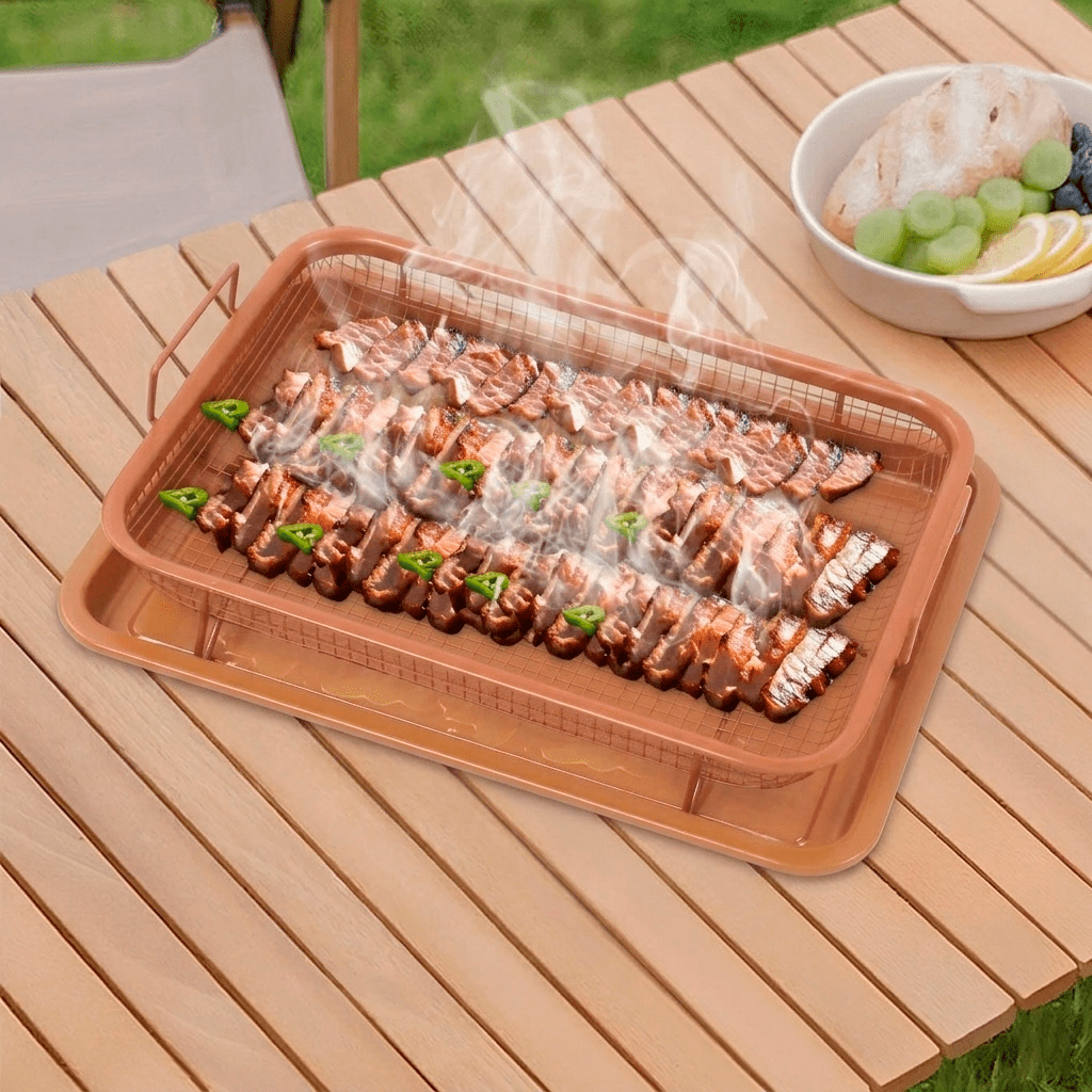 Koszyk do Grilla i Piekarnika – Węgiel Stalowy z Tacą i Uchwytami BBQ - ognistygrill