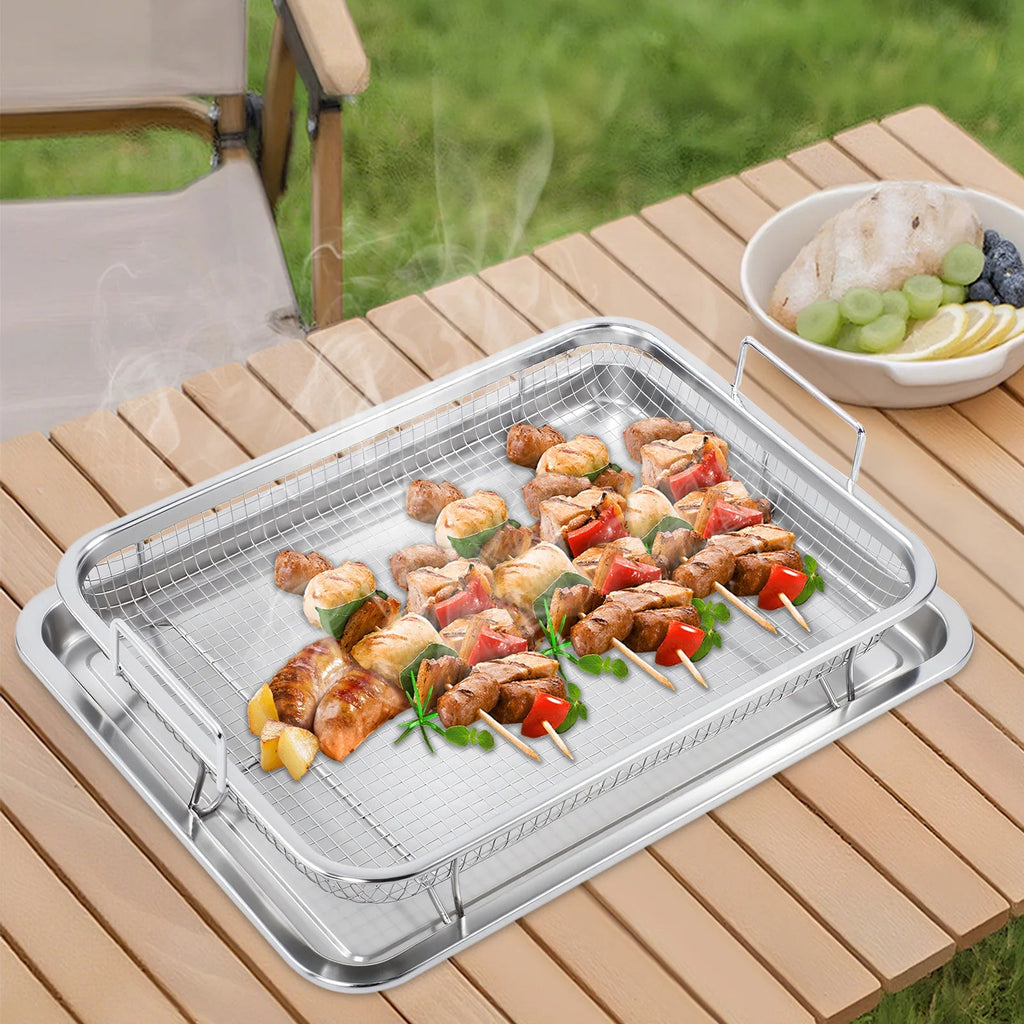 Koszyk do Grilla i Piekarnika – Węgiel Stalowy z Tacą i Uchwytami BBQ - ognistygrill
