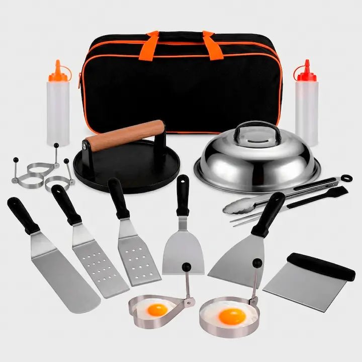 Profesjonalny Zestaw do Grilla 29 elementów – Stal Nierdzewna, Torba, Szpatułki i Akcesoria BBQ - OgnistyGrill